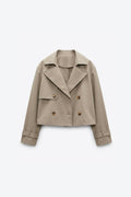 TRENCH-COAT COURT À DOUBLE BOUTONNAGE BEIGE