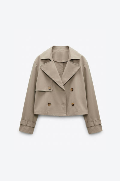 TRENCH-COAT COURT À DOUBLE BOUTONNAGE BEIGE