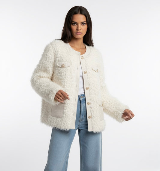 VESTE TEXTURÉE À BOUTONS MÉTALLIQUES