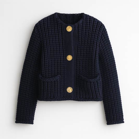 GILET EN TRICOT À BOUTONS DORÉS