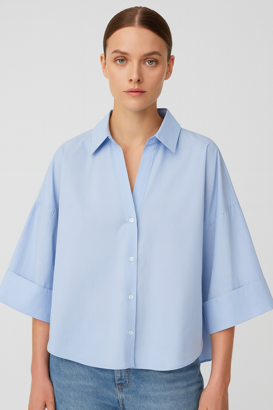 CAMICIA IN COTONE A MANICHE LARGE 