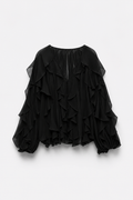 BLOUSE VOLANTÉE COL V MANCHES BOUFFANTES