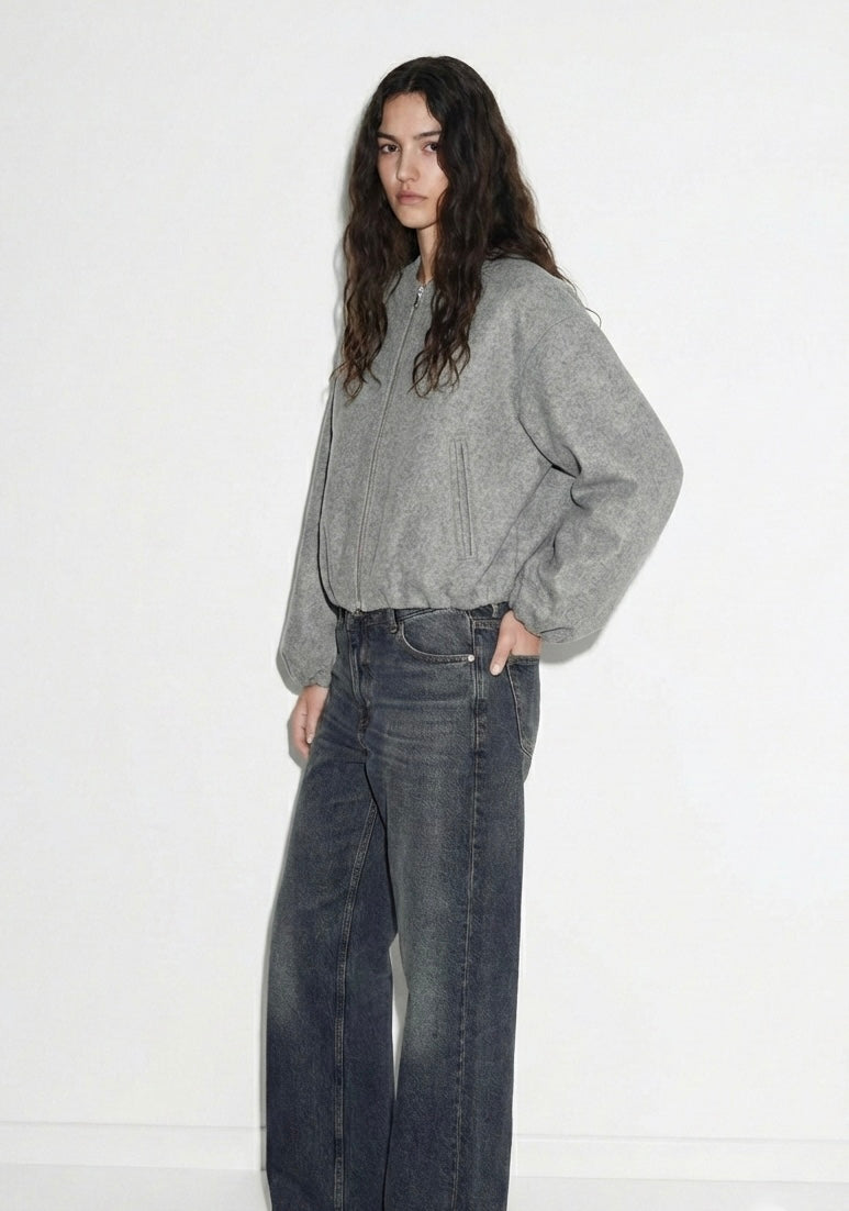 VESTE ZIPPÉE À MANCHES VOLUMINEUSES