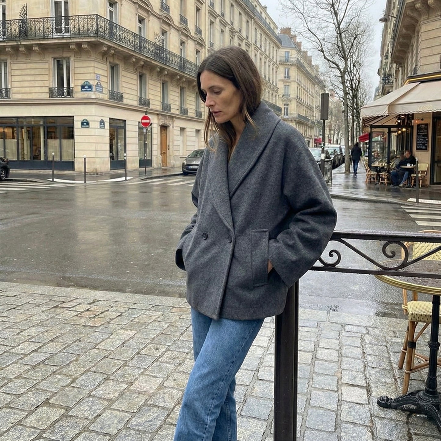 MANTEAU OVERSIZE À COL DRAPÉ