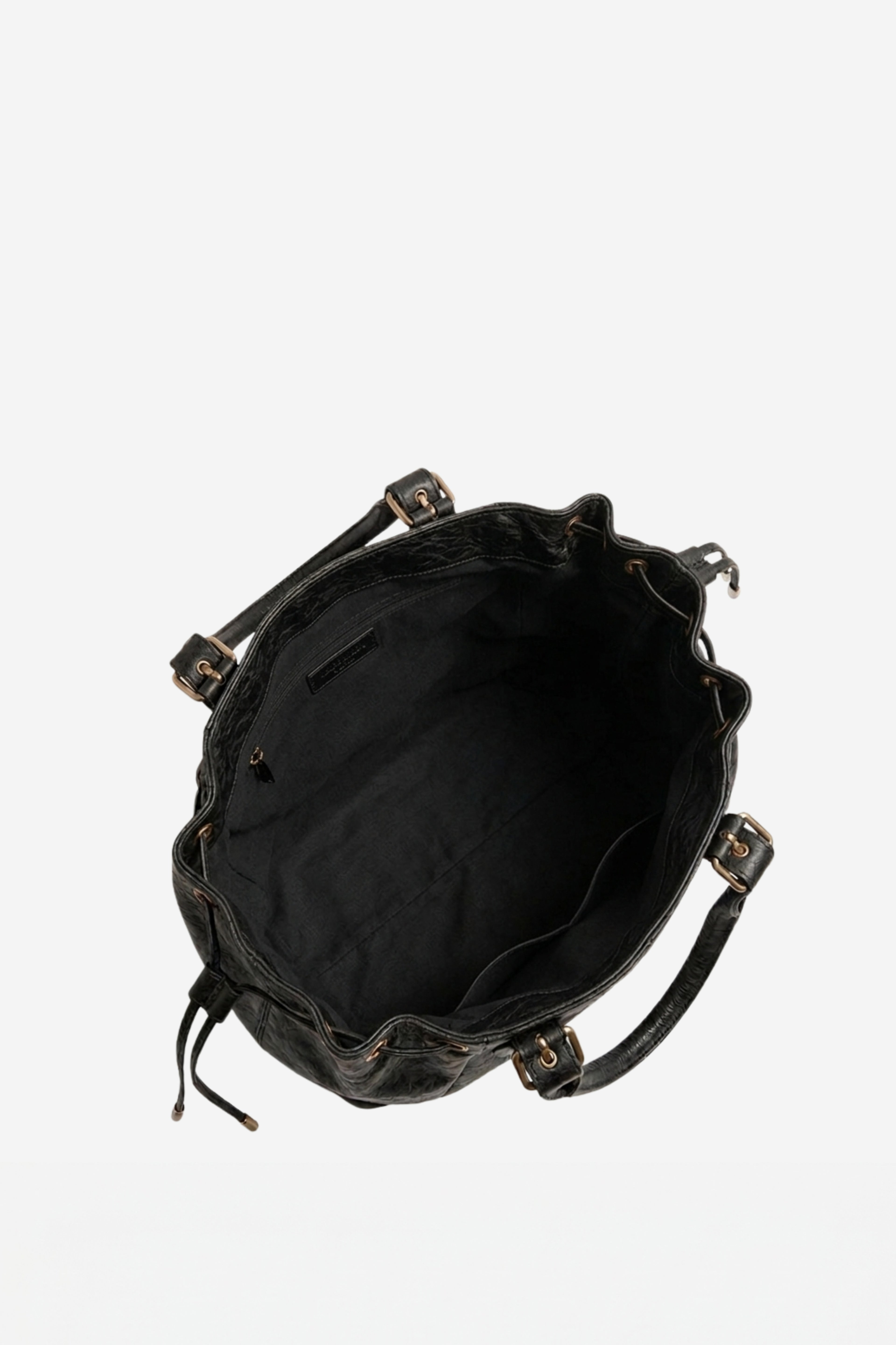 SAC A MAIN EN CUIR SUÈDE À LACETS NOIR