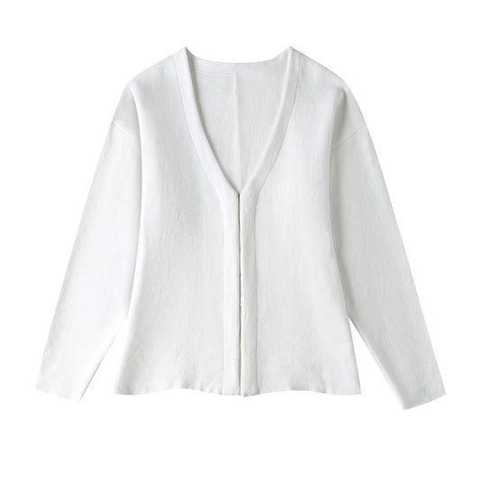 Cardigan aderente in maglia con uncinetto • Donna