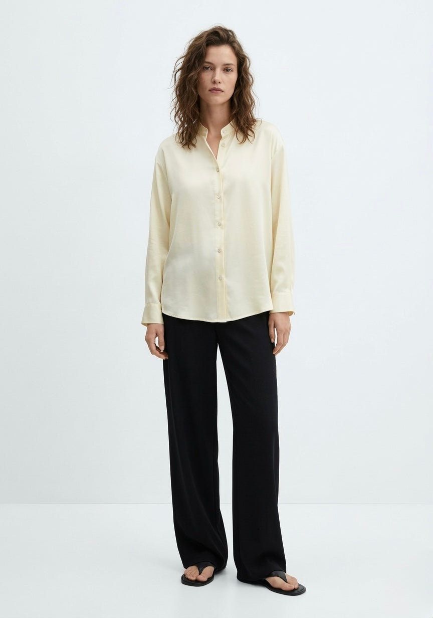 CHEMISE SATINÉE COL OFFICIER