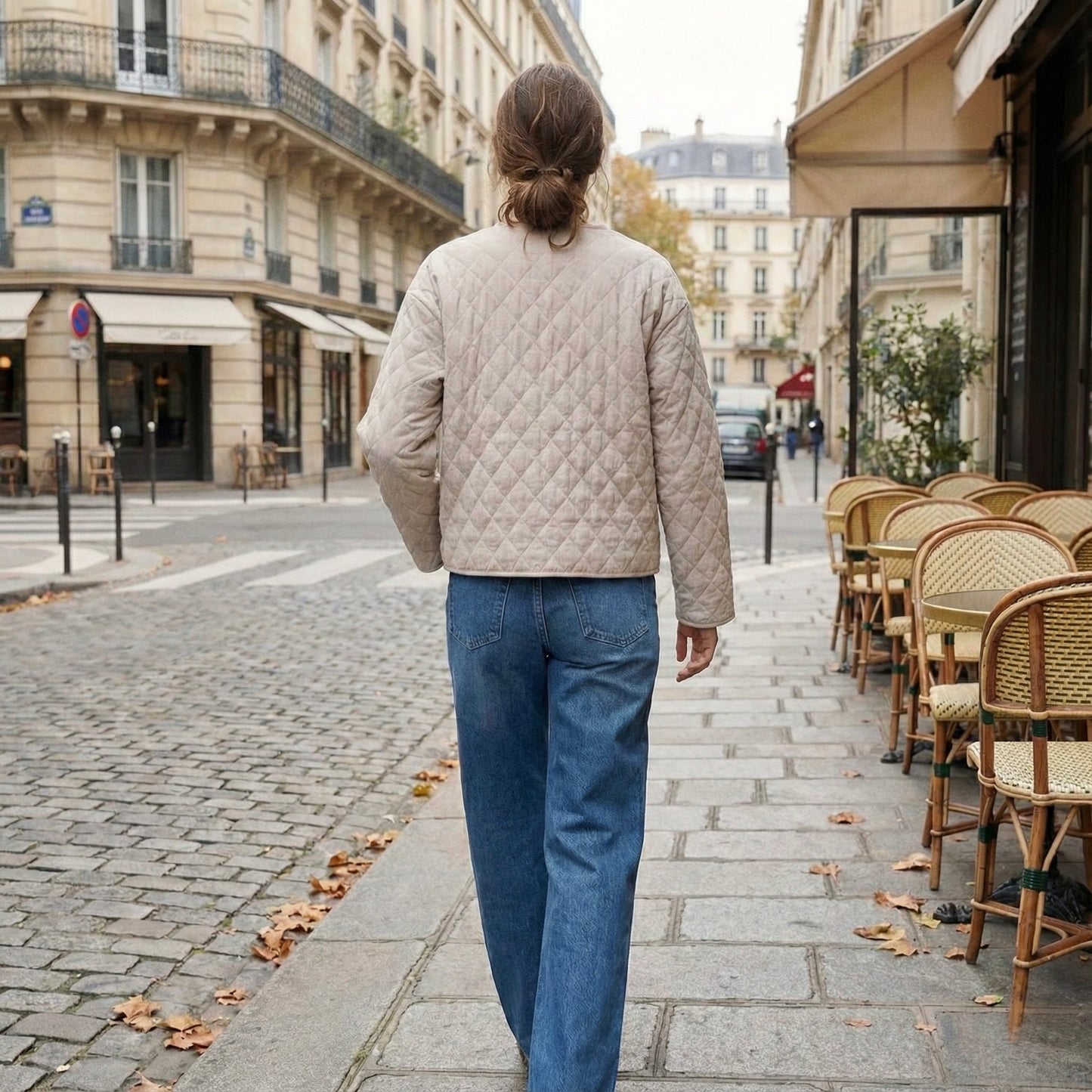 VESTE REMBOURRÉE EFFET LIN