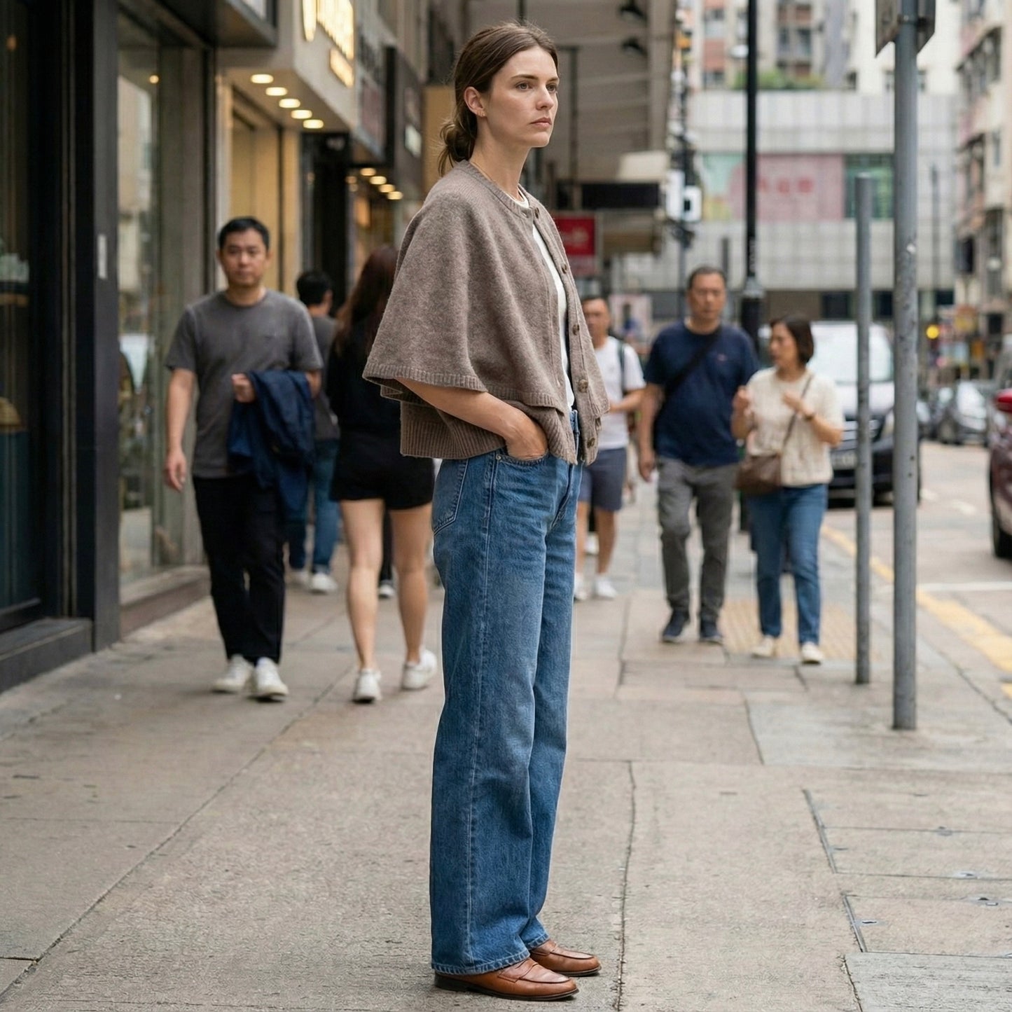 CAPE BOUTONNÉE EN MAILLE STRUCTURÉE