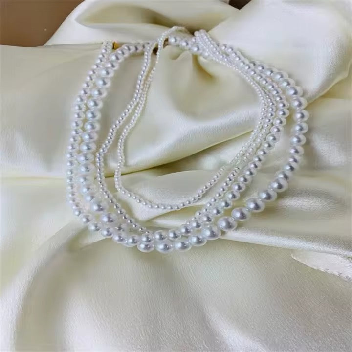 Collier à Perles Blanches en Acier Inoxydable