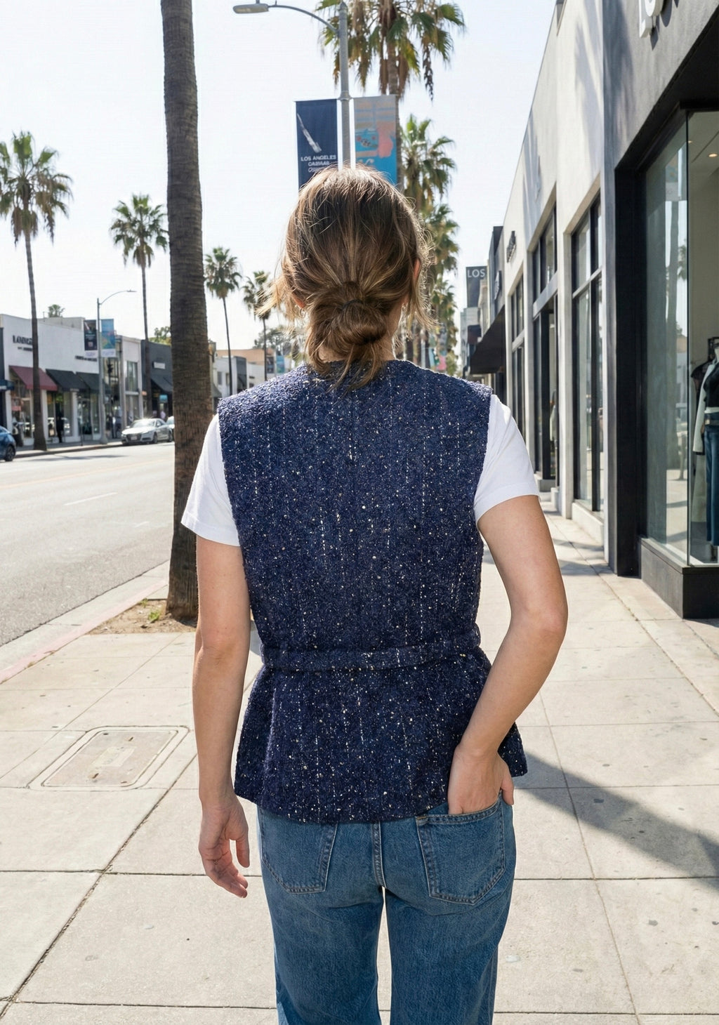 GILET STRUCTURÉ EN TWEED À CEINTURE