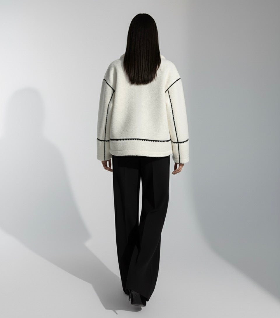 VESTE SHERPA ZIPPEE AVEC DETAIL SANGLES