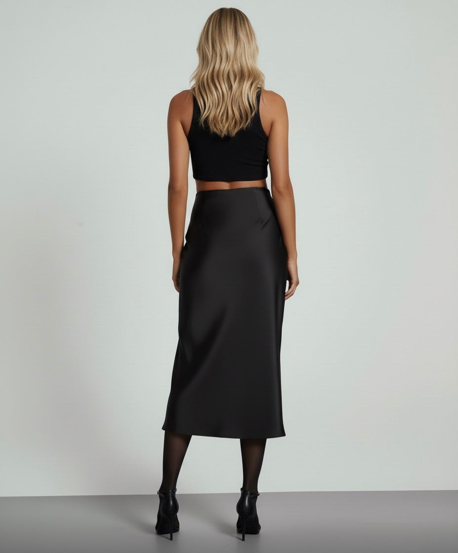 JUPE LONGUE SATINÉE FLUIDE