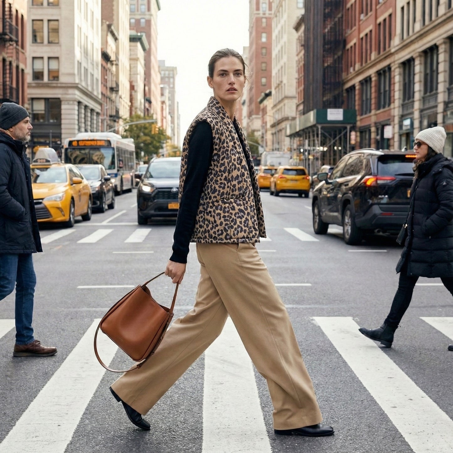 VESTE SANS MANCHES IMPRIMÉE LÉOPARD