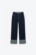 JEANS LARGE À GRAND REVERS
