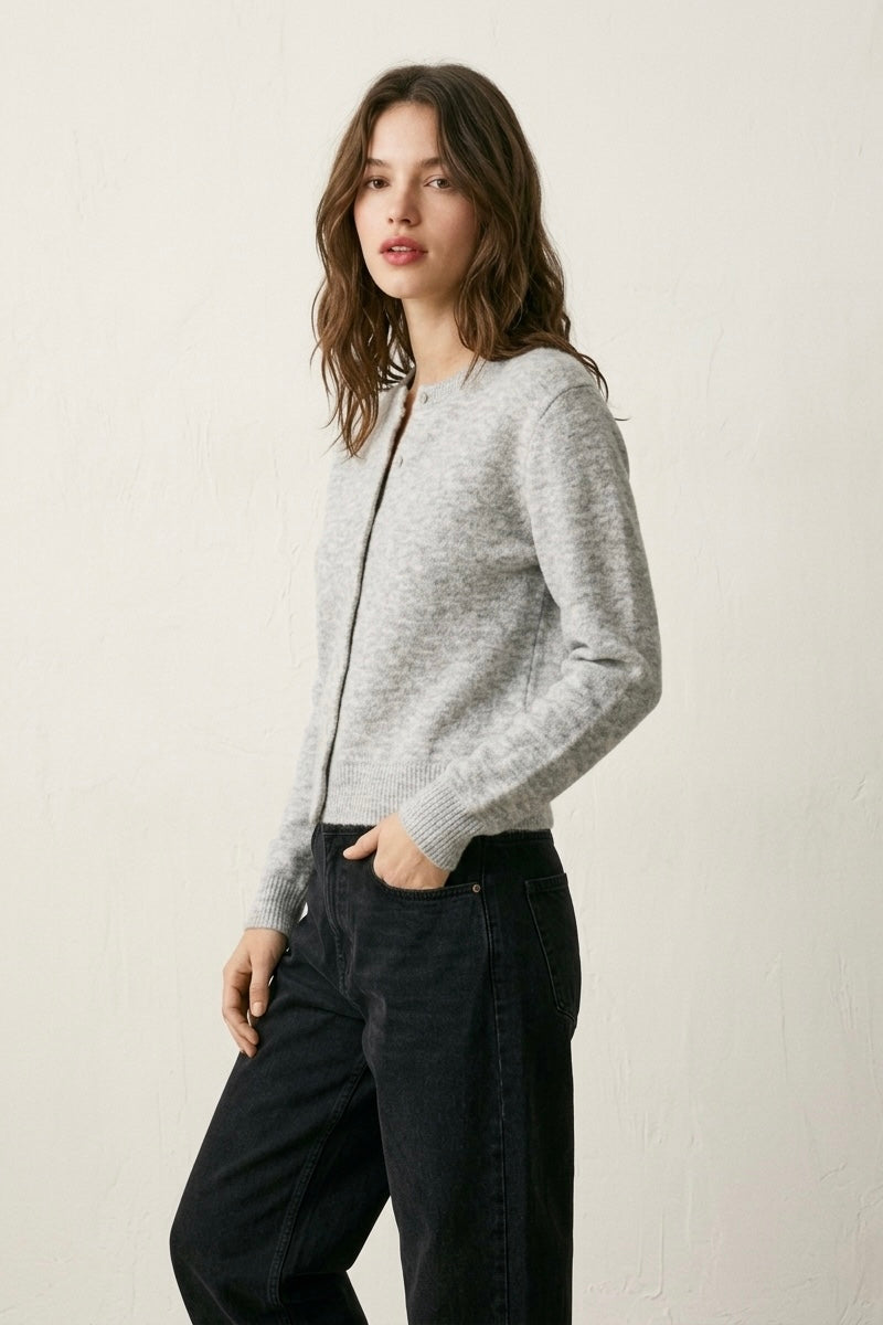 CARDIGAN MAILLE BOUTONNÉ COL ROND