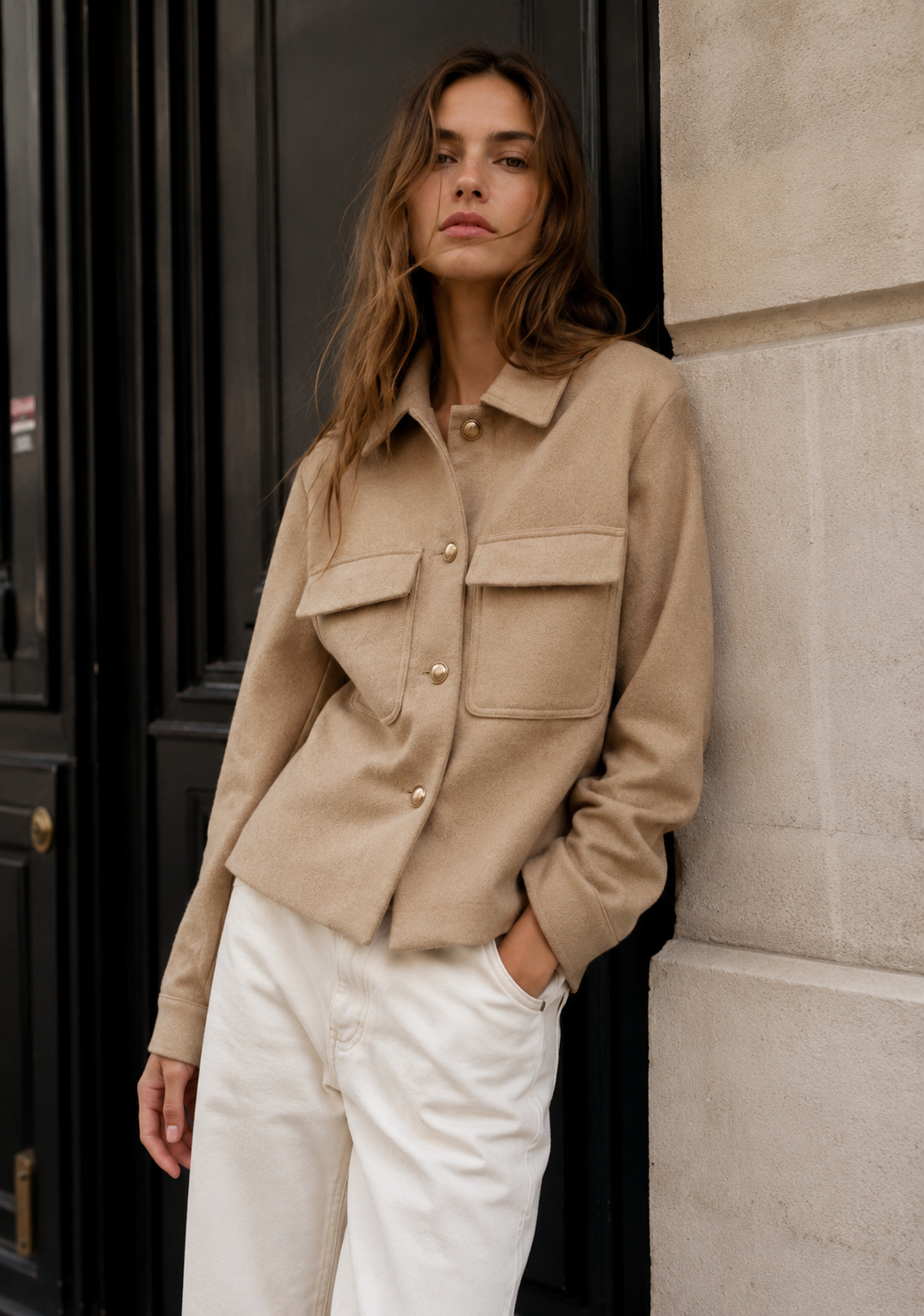 WOOL-EFFECT JACKET WITH PATCH POCKETS