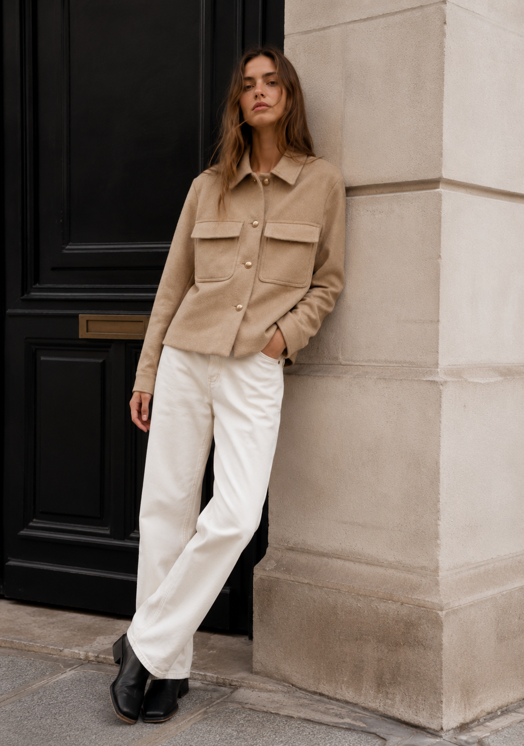 WOOL-EFFECT JACKET WITH PATCH POCKETS
