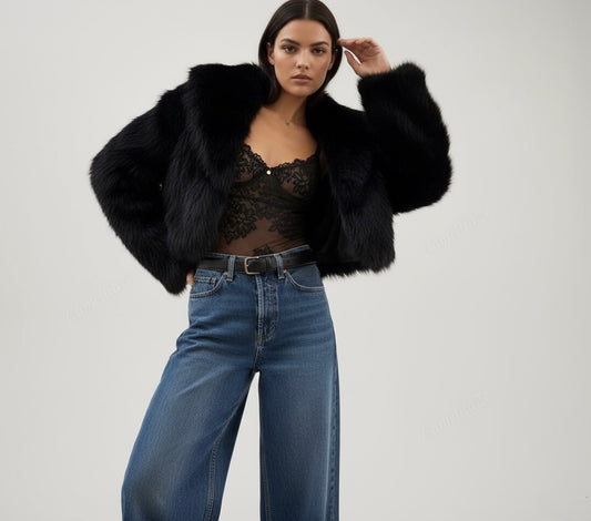 VESTE COURTE EFFET FOURRURE