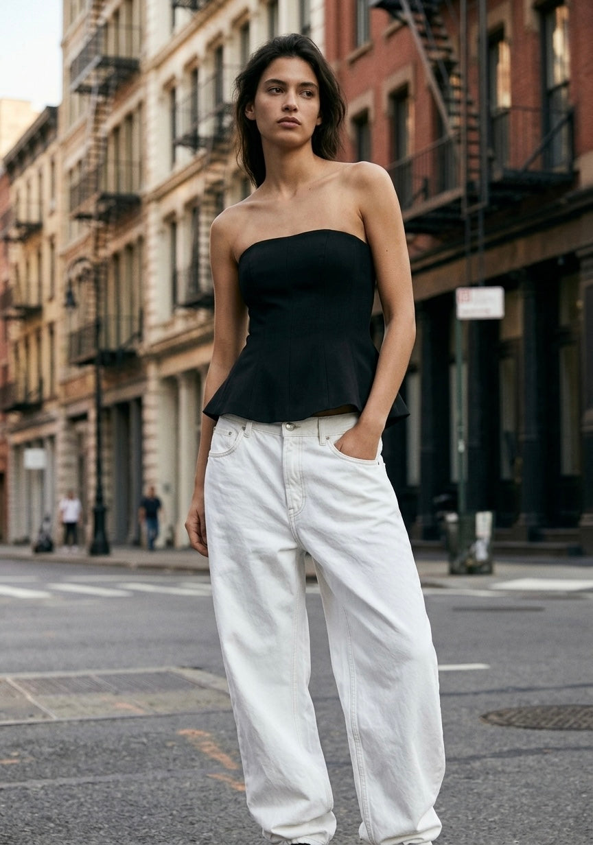 TOP BUSTIER À BASQUE