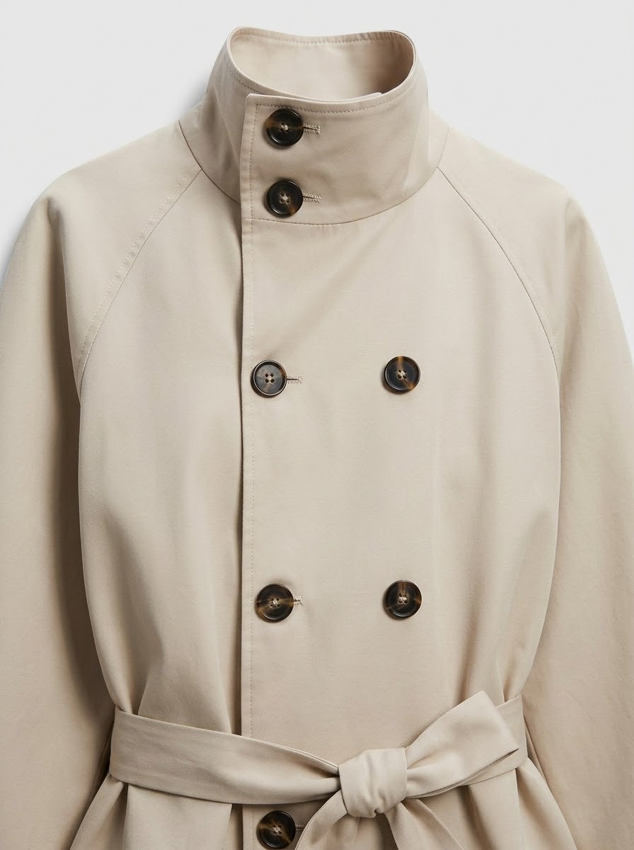 VESTE COURTE STYLE TRENCH CEINTURÉE