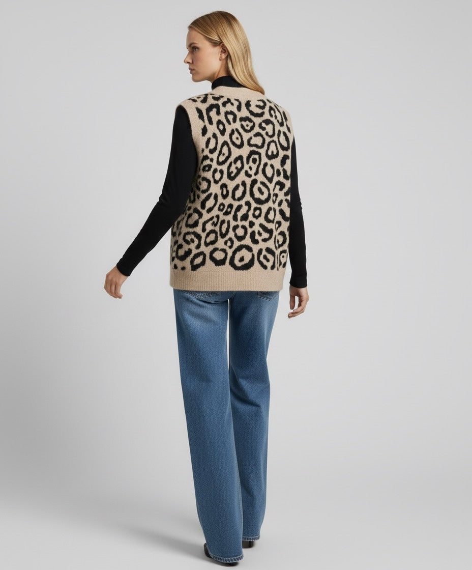 GILET TEXTURÉ À MOTIFS LÉOPARD