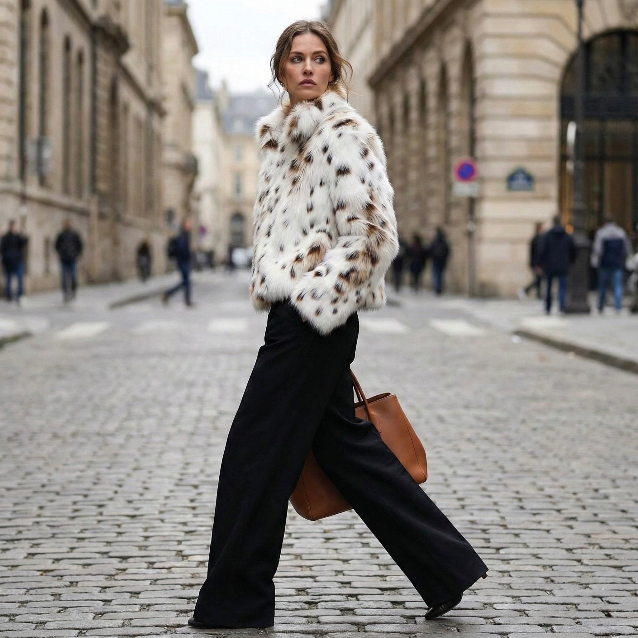 Giacca effetto pelliccia stampa leopardata • Donna