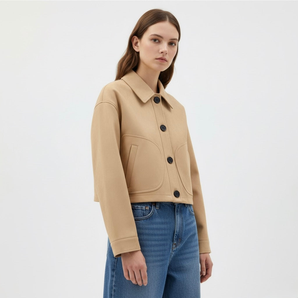 VESTE COURTE AVEC DAIM