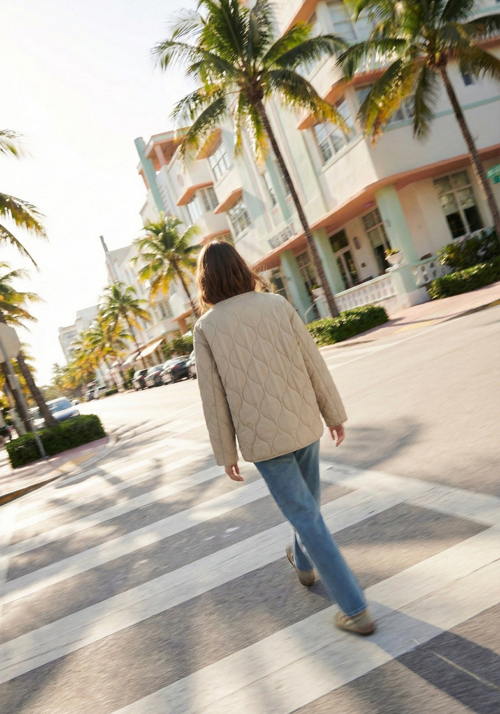 VESTE MATELASSÉE ZIPPÉE À COL ROND