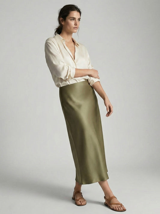 JUPE LONGUE EN SATIN