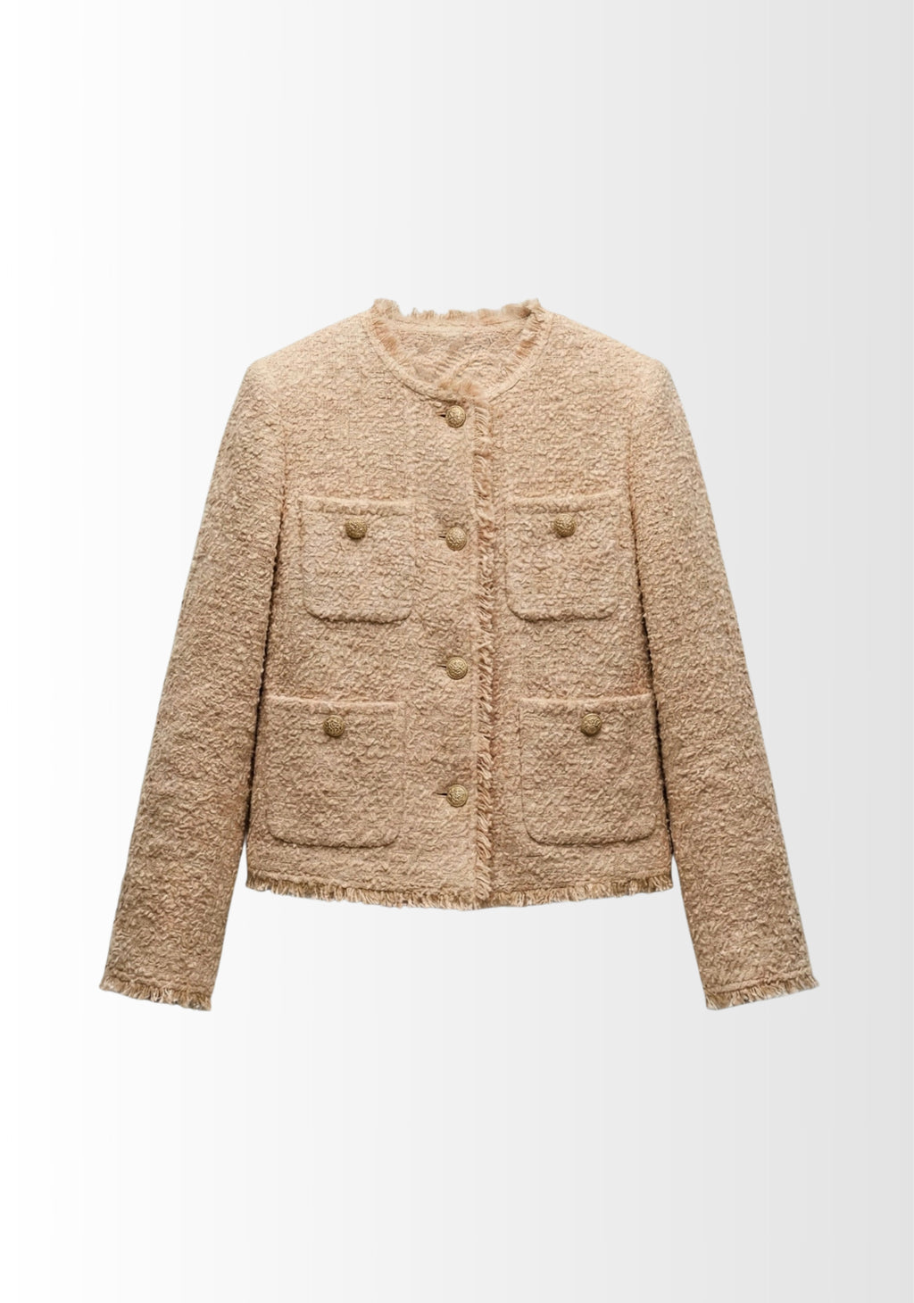 VESTE COURTE BOUCLÉE À BOUTONS OR