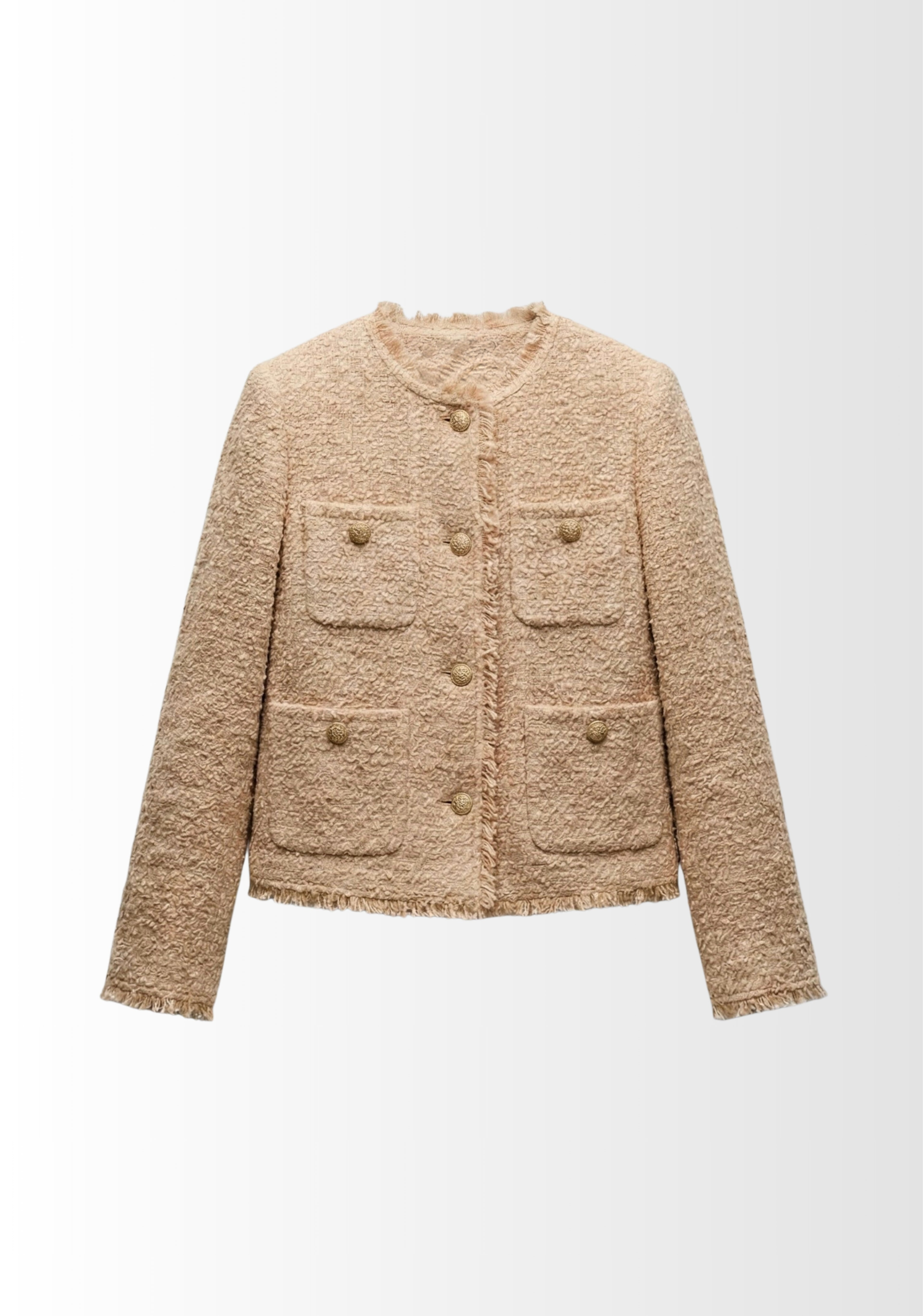 VESTE COURTE BOUCLÉE À BOUTONS OR