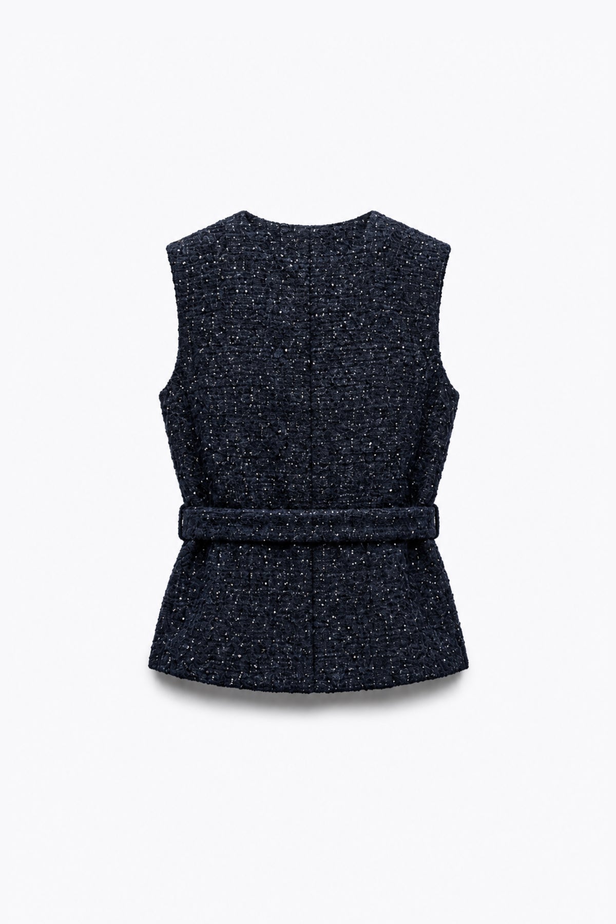 GILET STRUCTURÉ EN TWEED À CEINTURE