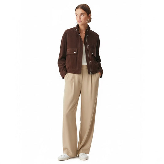 BLOUSON EN SUÉDINE À POCHES PRESSIONNÉES