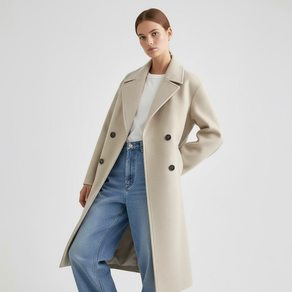 MANTEAU LONG À COL REVERS