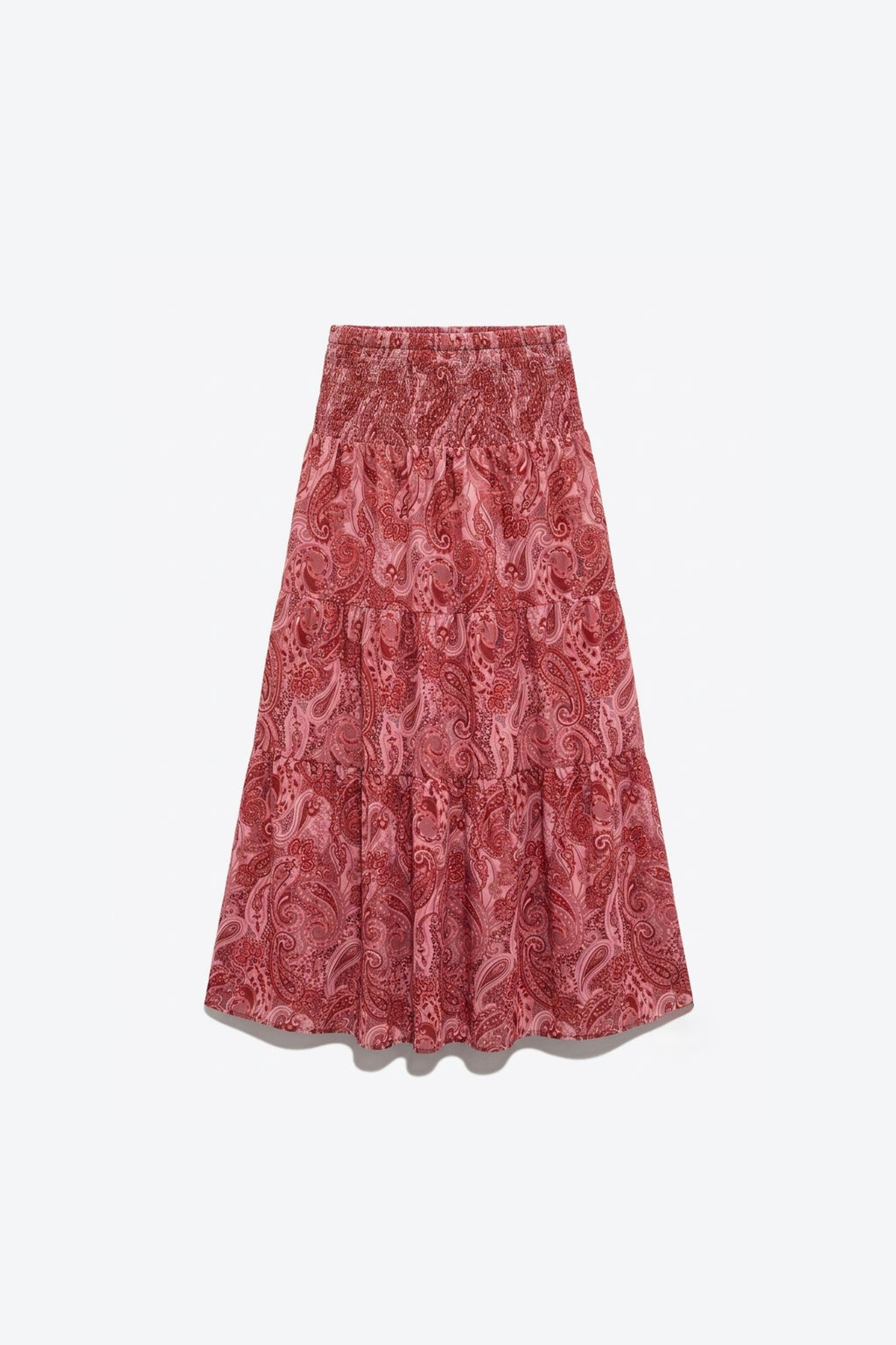 JUPE LONGUE SMOCKÉE MOTIF CACHEMIRE