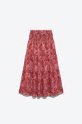 JUPE LONGUE SMOCKÉE MOTIF CACHEMIRE