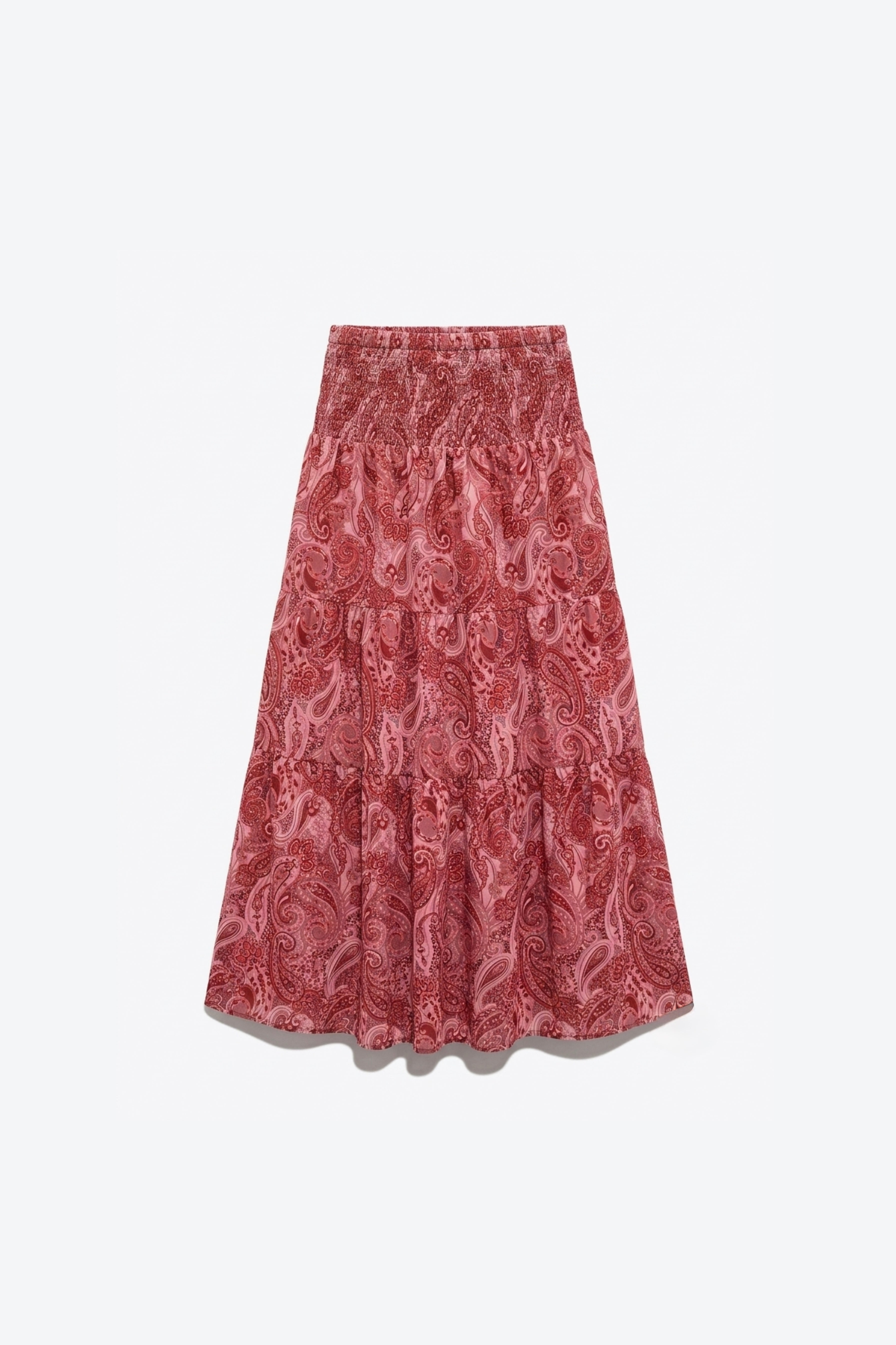 JUPE LONGUE SMOCKÉE MOTIF CACHEMIRE