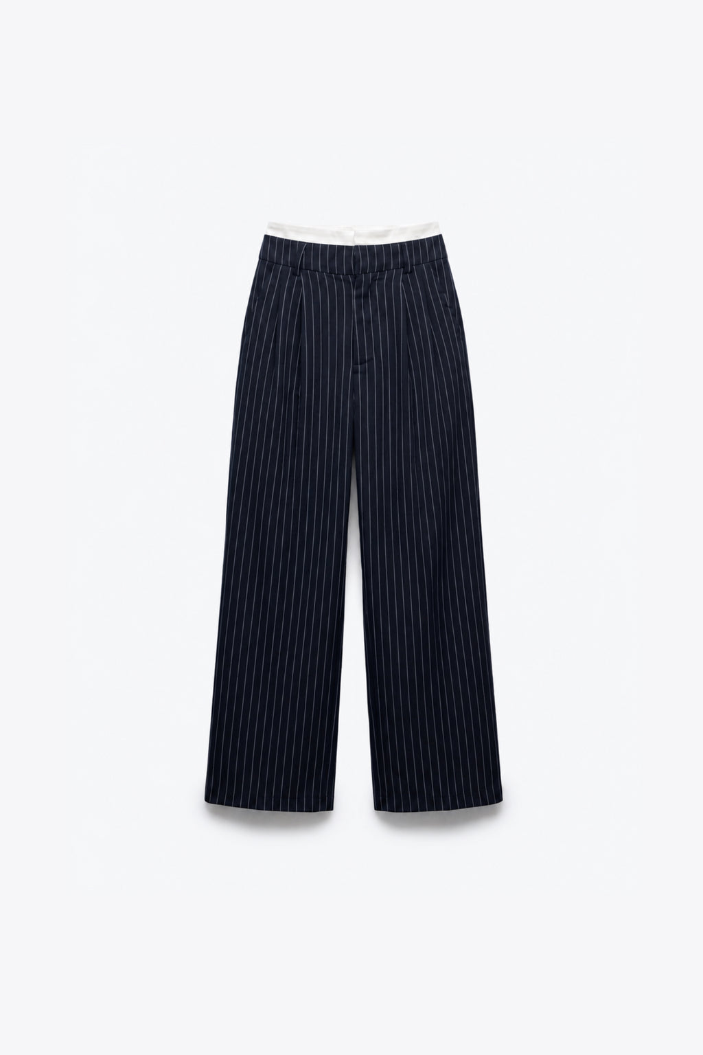 PANTALON LARGE À RAYURES ET DOUBLE TAILLE