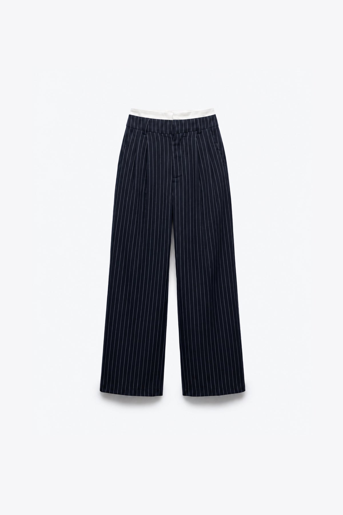 PANTALON LARGE À RAYURES ET DOUBLE TAILLE
