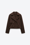TRENCH-COAT COURT À DOUBLE BOUTONNAGE MARRON