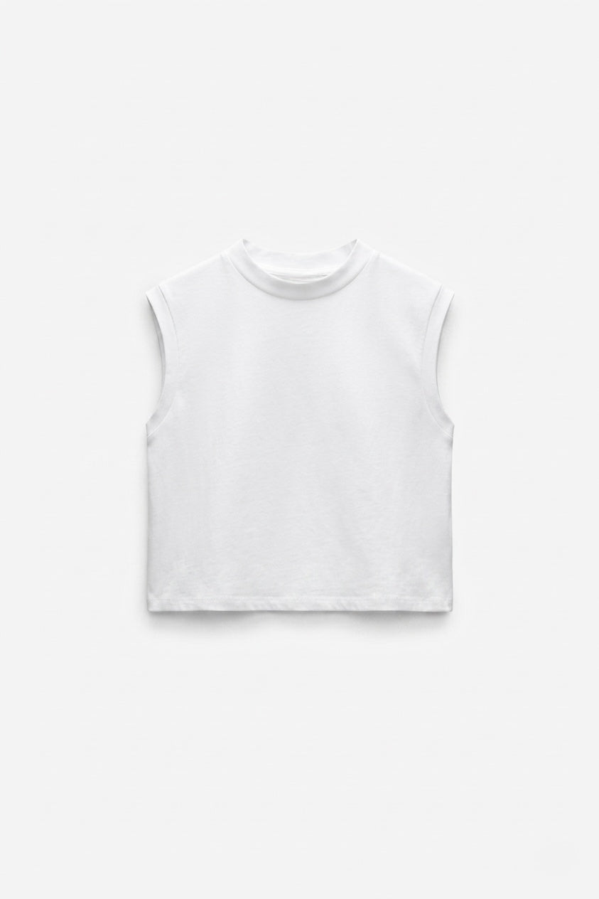 T-SHIRT SANS MANCHES BLANC