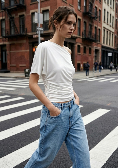 TOP ASYMÉTRIQUE À DRAPÉ