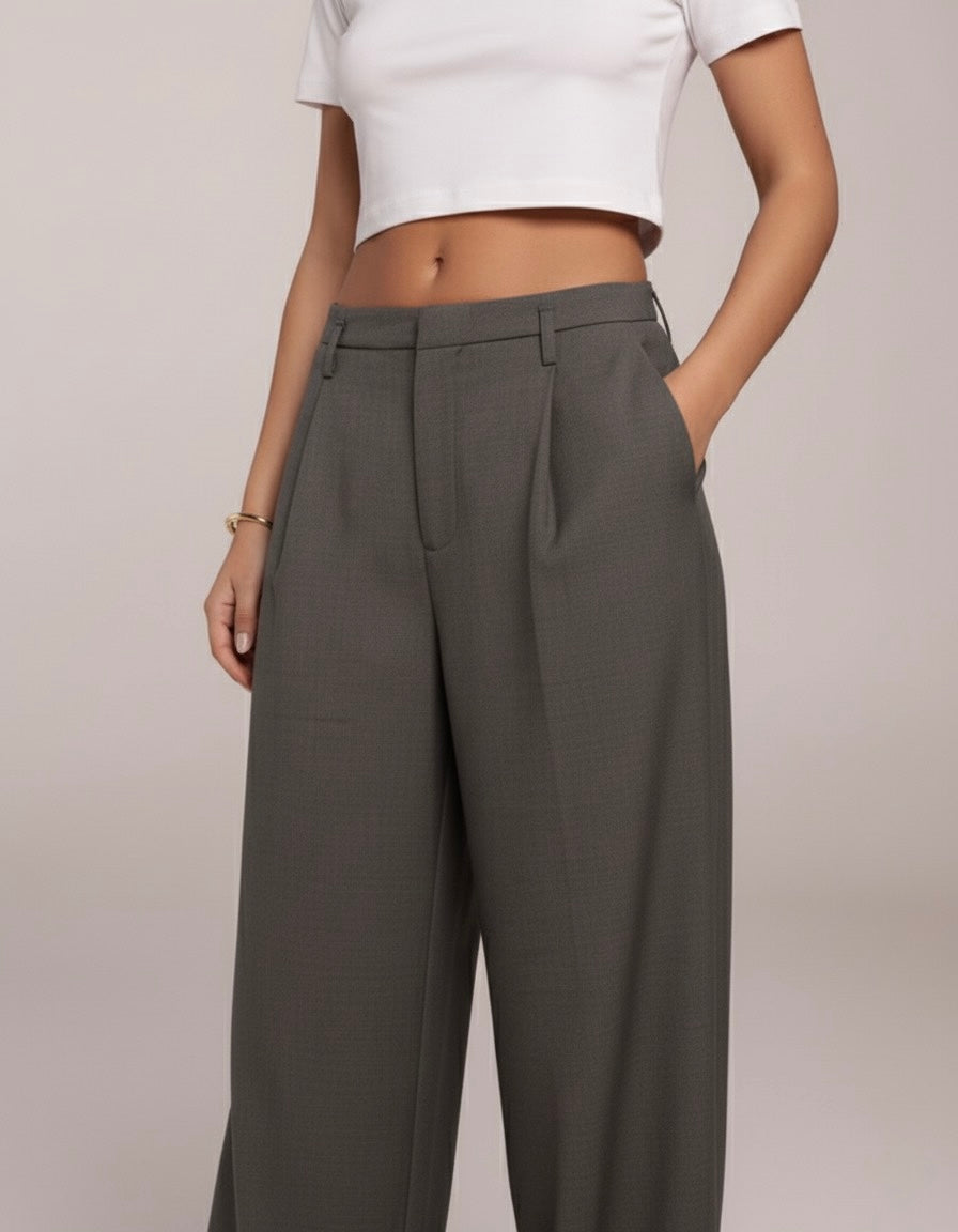 PANTALON TAILLEUR À JAMBE LARGE