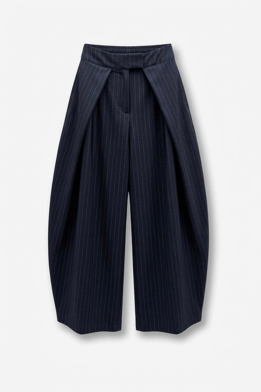 PANTALON RAYÉ À PLIS