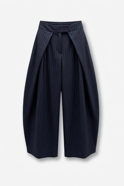 PANTALON RAYÉ À PLIS