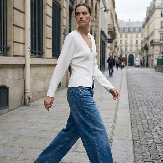 CARDIGAN COL V À FERMETURE DISCRÈTE