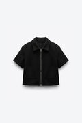 VESTE COURTE À MANCHES COURTES ET ZIPPÉE