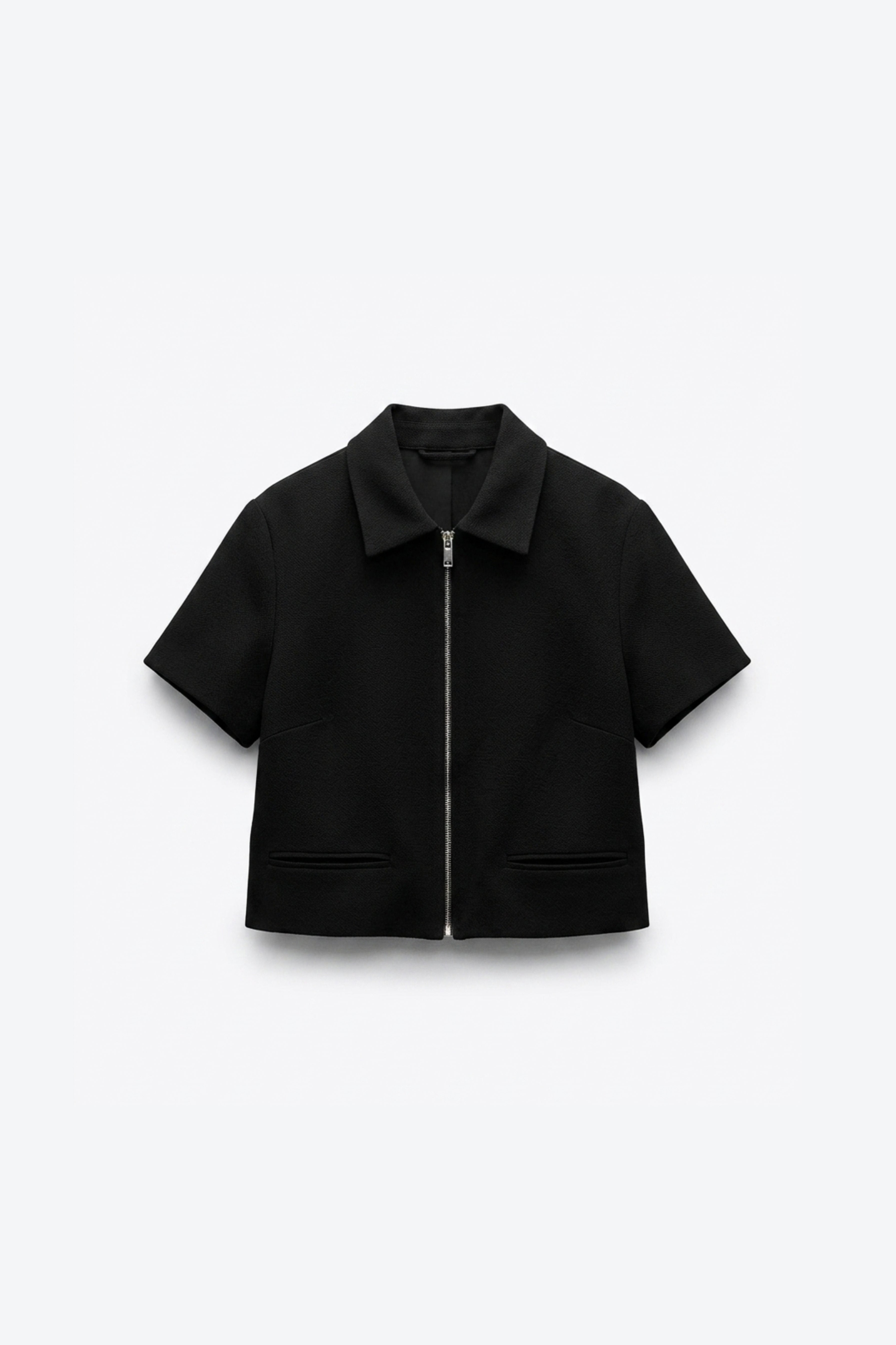 VESTE COURTE À MANCHES COURTES ET ZIPPÉE