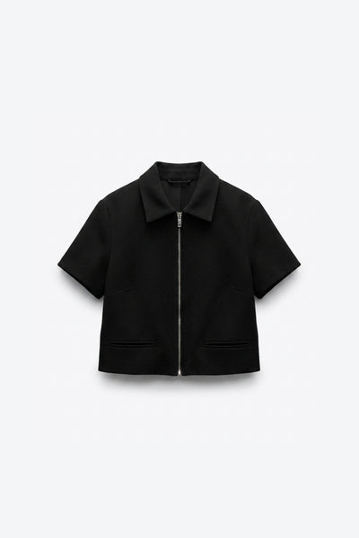 VESTE COURTE À MANCHES COURTES ET ZIPPÉE